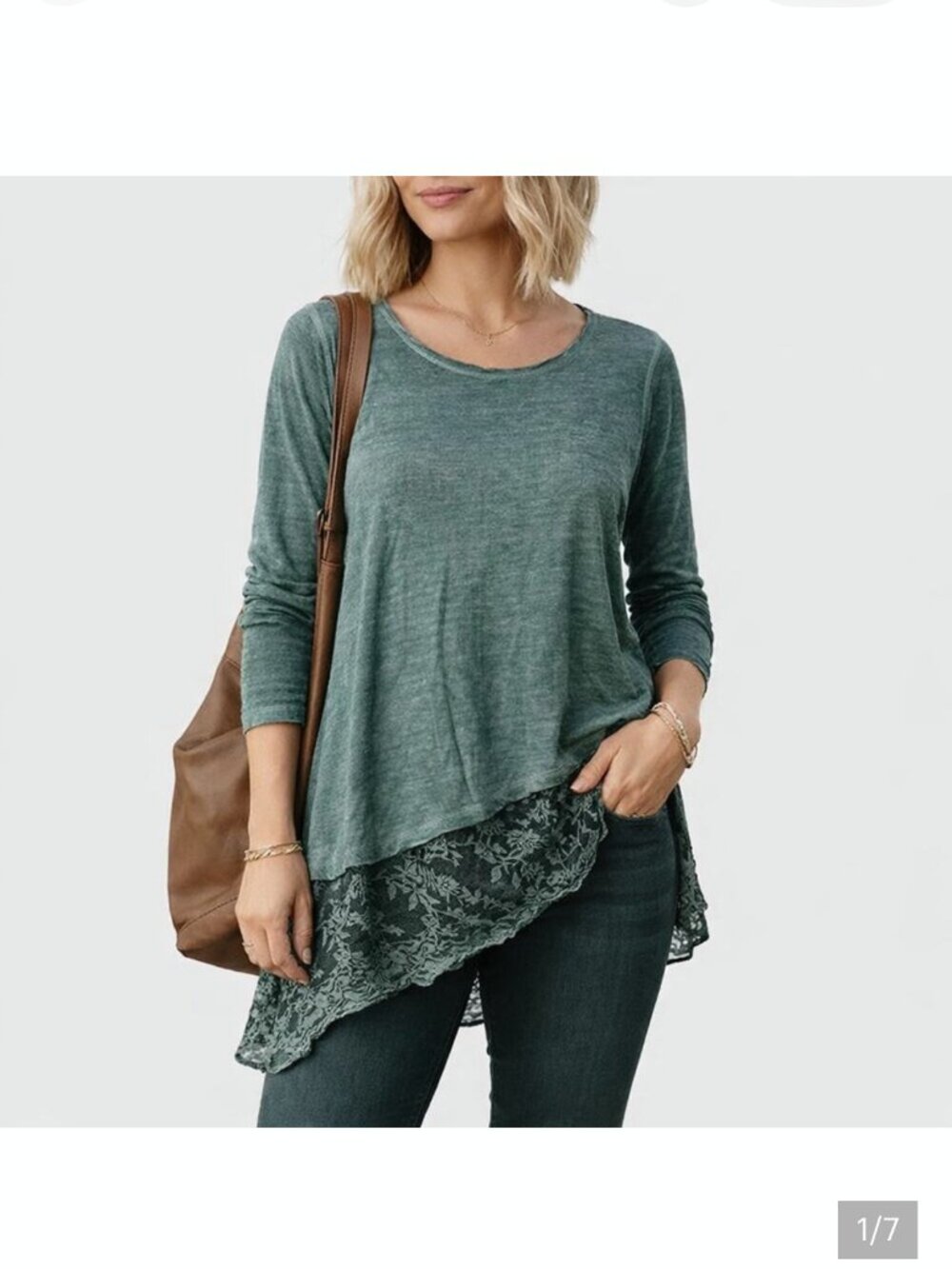 Soft Surroundings Woman's Plus-Size Asymmetrical Lace Long Tunic Top Sz 3x
